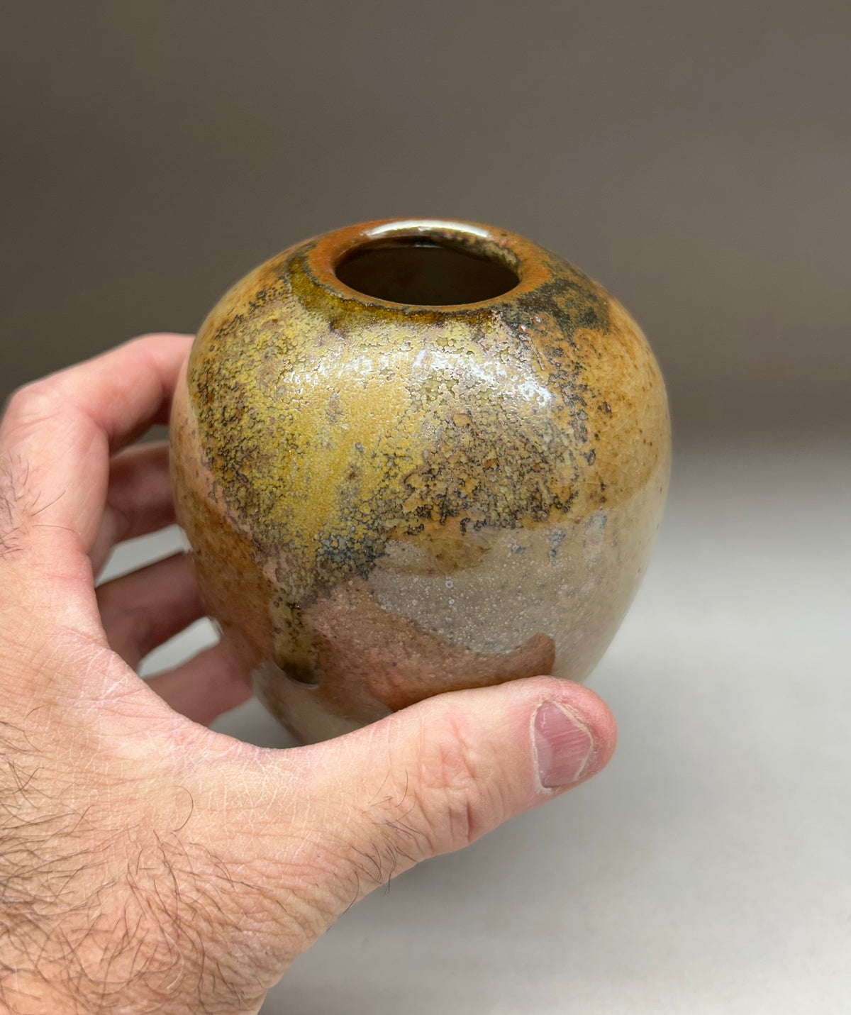 Pottery Vase with pin frog - Made in Oregon - Ikebana