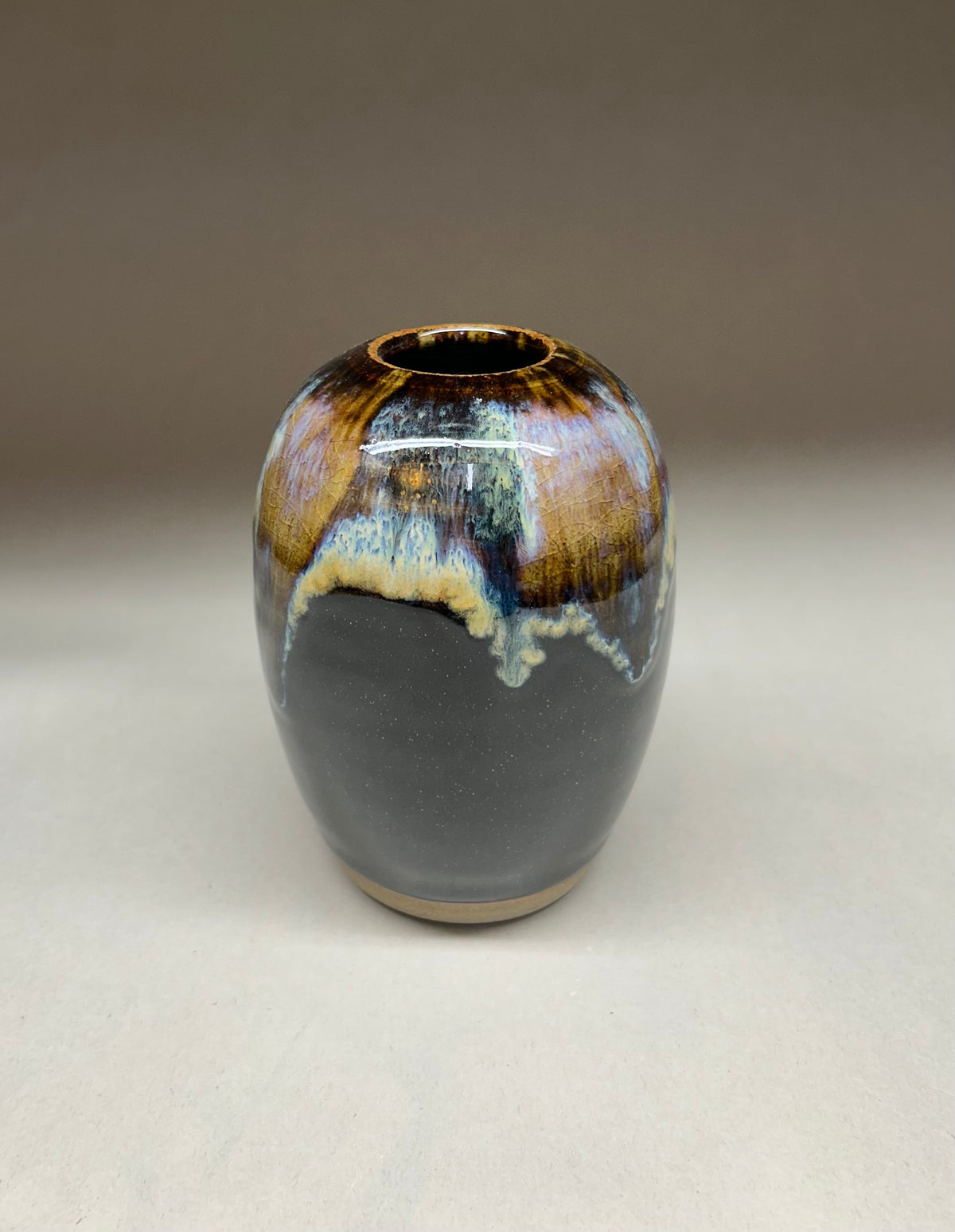 Pottery Vase with pin frog - Made in Oregon - Ikebana