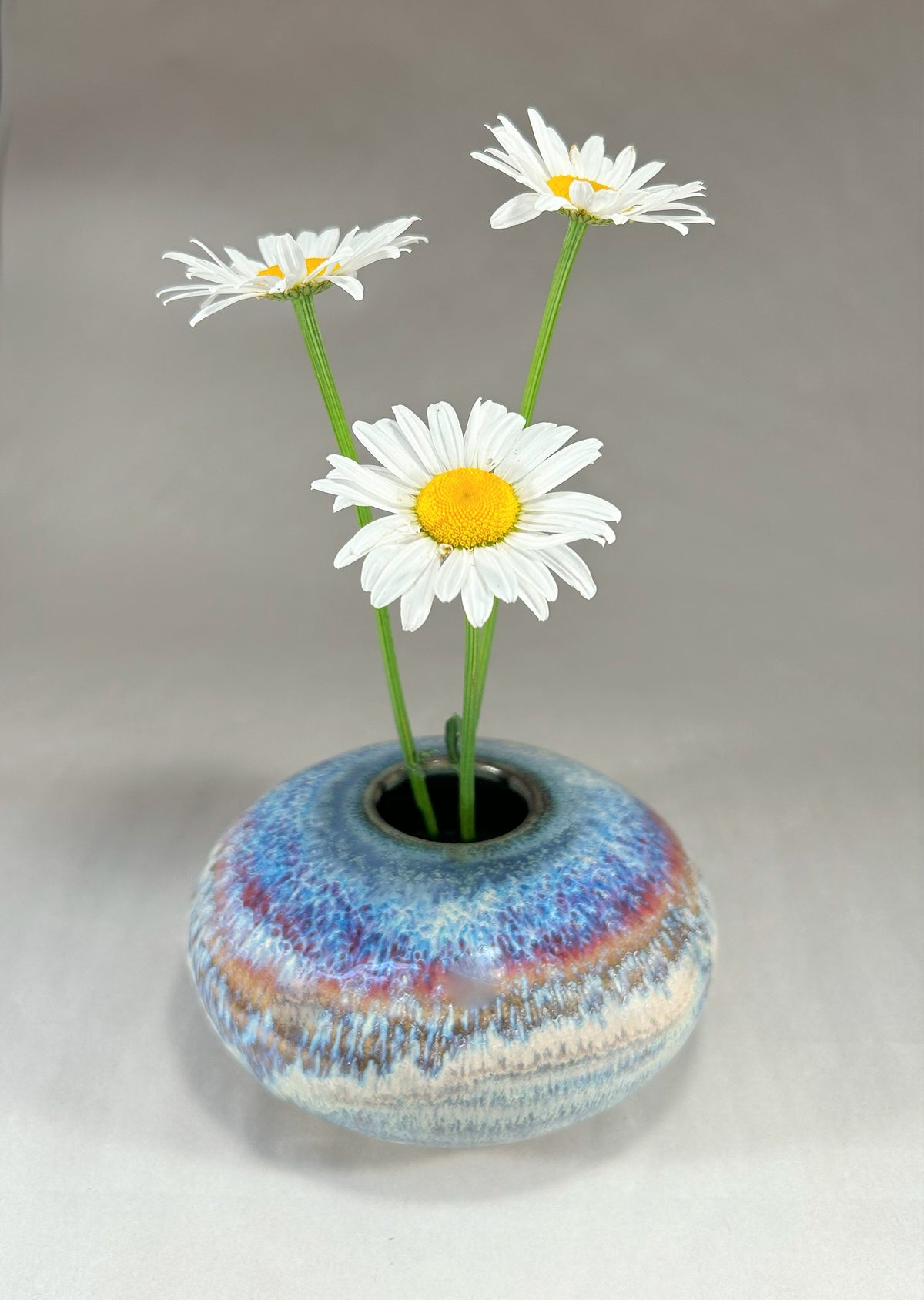 Handmade Pottery Ikebana Vase with Pin Frog