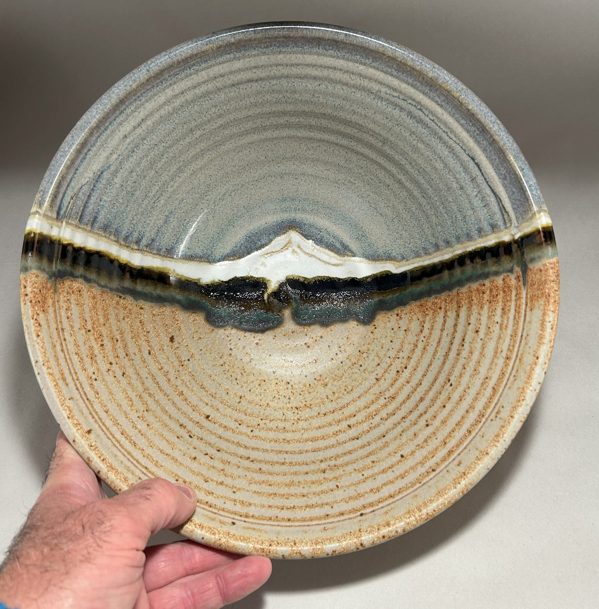 Pottery Mixing Bowl - Handmade - Snowy Mountain Glaze