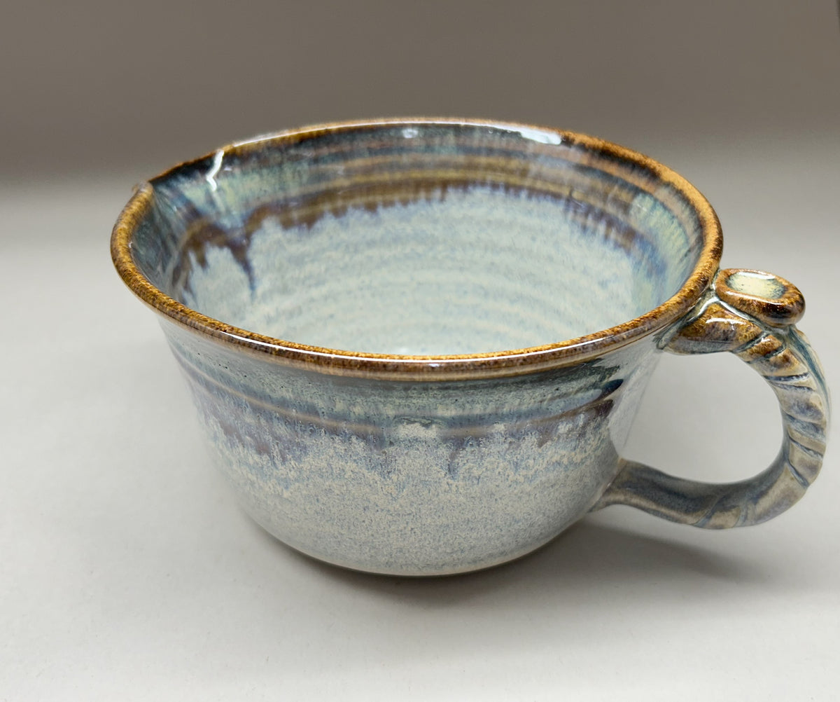 Handmade Pottery Batter Bowl with Whisk – Rustic Ceramic Mixing Bowl for Baking