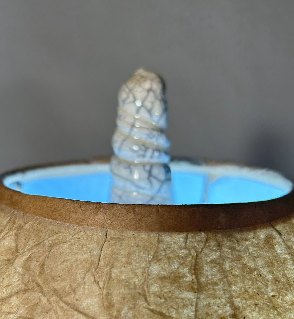 Raku Table Lamp with Antique White Crackle Glaze - Made in Sisters, Oregon