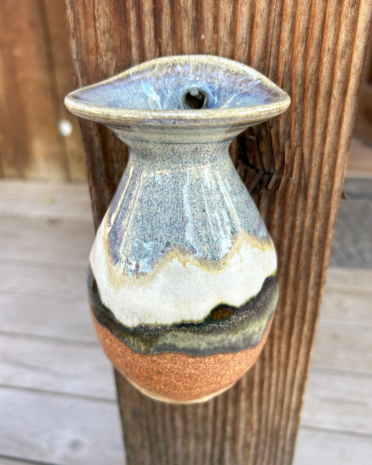 Pottery Wall Vase - Snowy Mountain Glaze