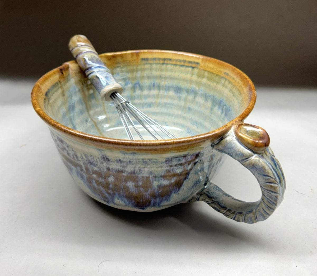 Pottery Batter Bowl - Electric Blue & Iron glaze