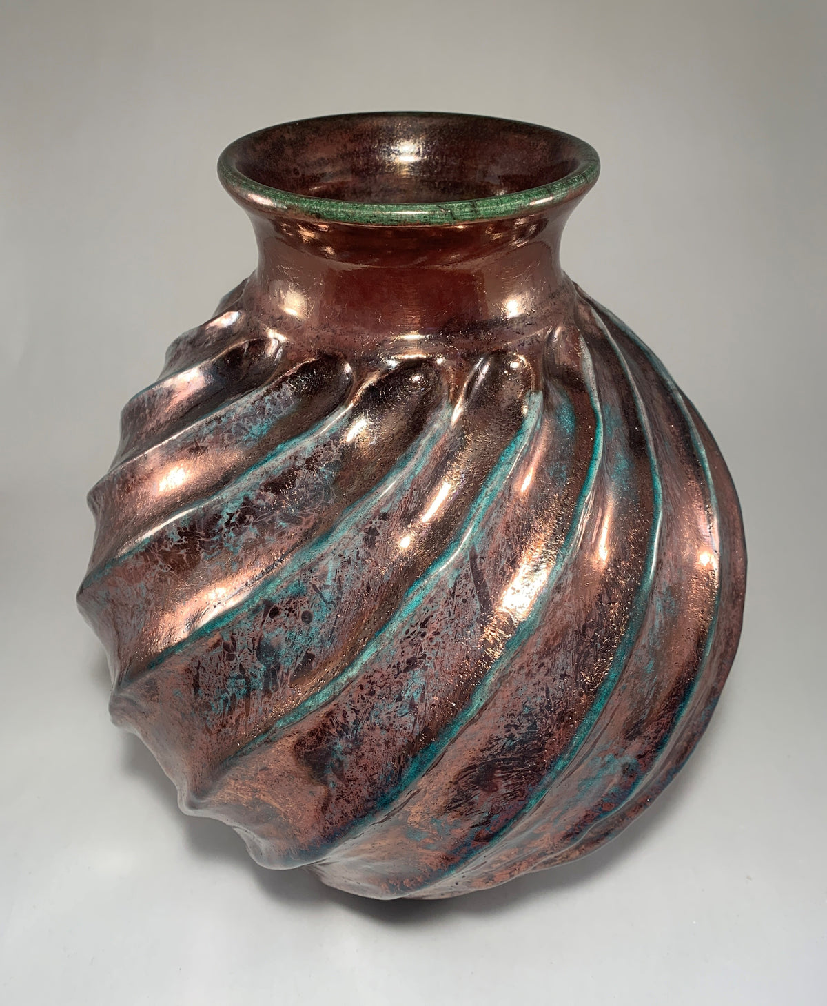 Beautiful Raku Vase with Copper Green Raku Glaze - Made in Oregon