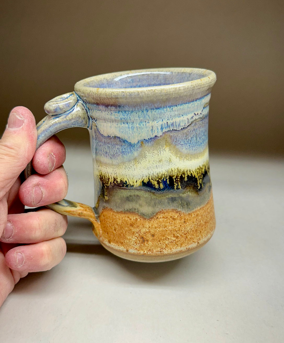 Pottery Mug with Snowy Mountain Glaze