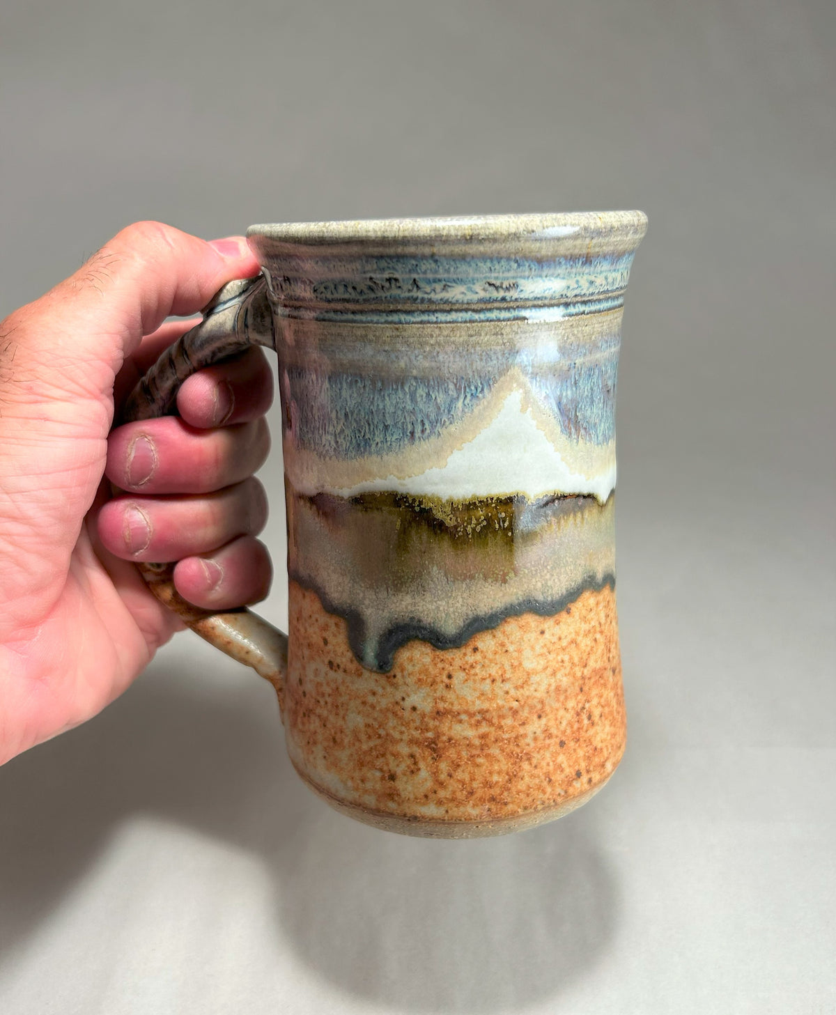 Large Pottery Mug - Snowy Mountain glaze