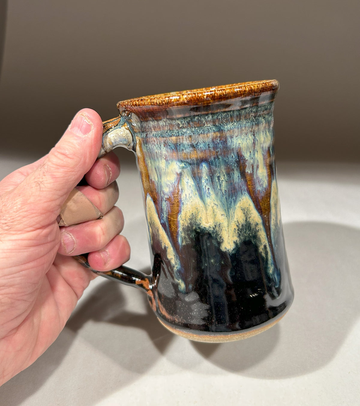 Handmade Pottery Mug with Black and Everything glaze