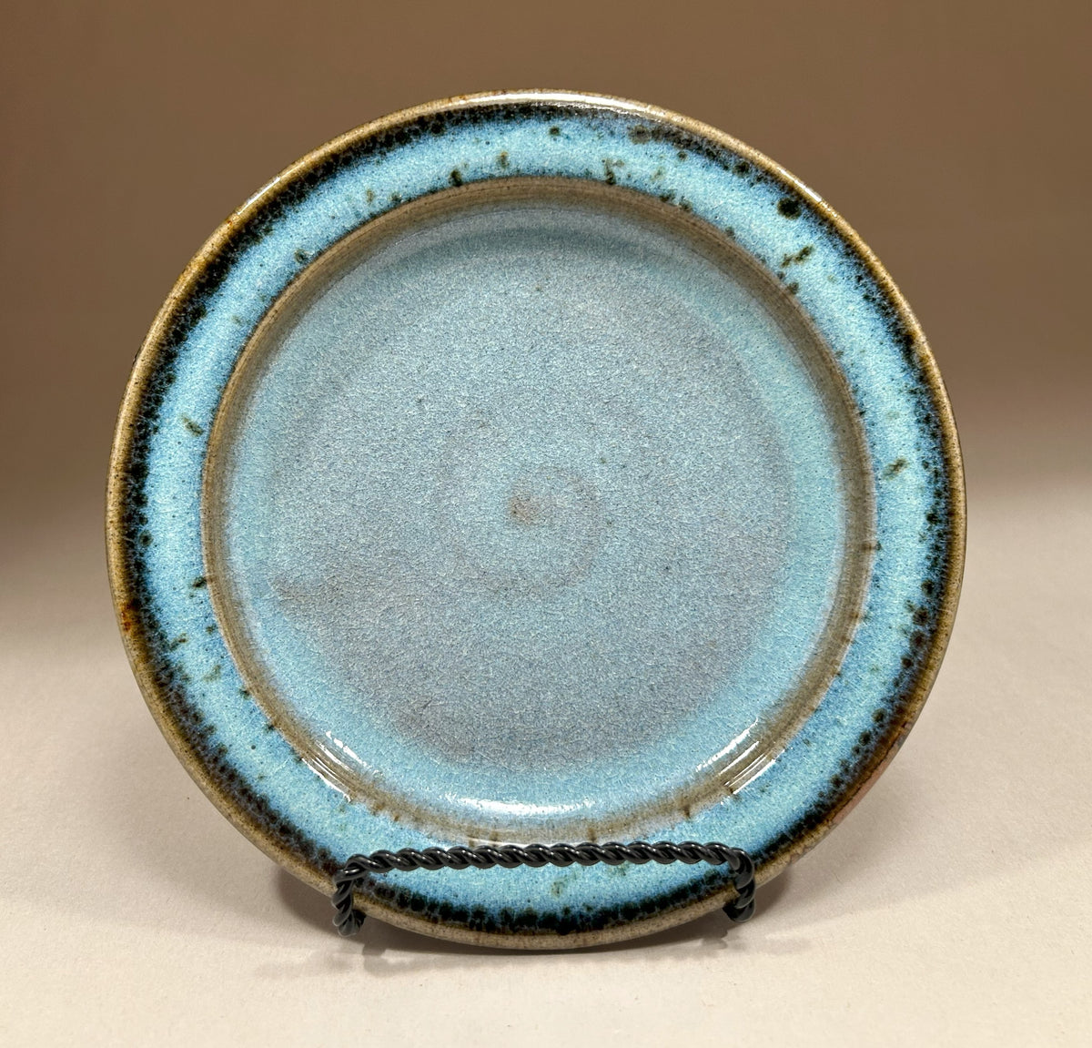 Handmade Pottery Dessert Plates - Unique, Artisanal Ceramic Dishware - Blue Green Ash Glaze