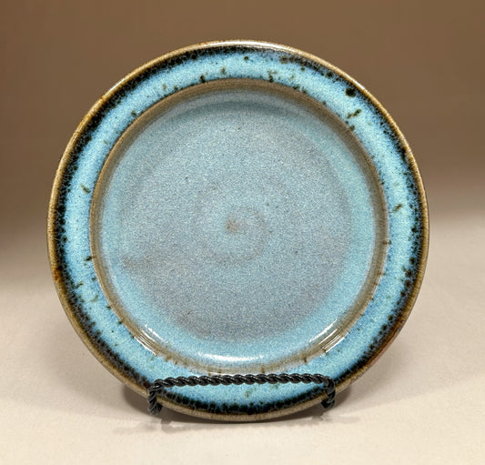 Handmade Pottery Dessert Plates - Unique, Artisanal Ceramic Dishware - Blue Green Ash Glaze