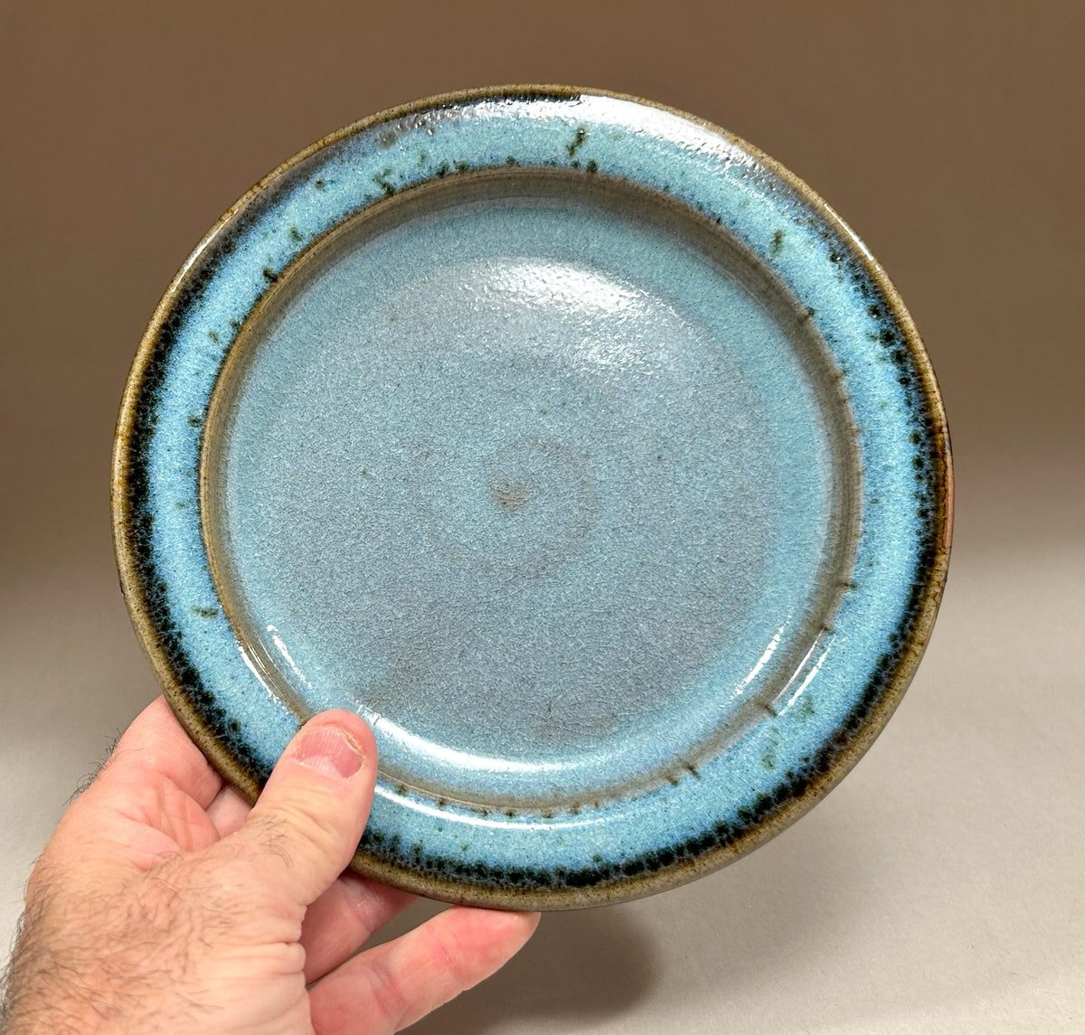 Handmade Pottery Dessert Plates - Unique, Artisanal Ceramic Dishware - Blue Green Ash Glaze