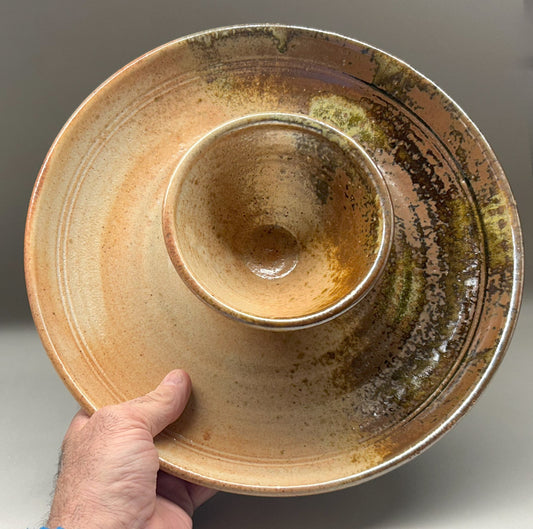 Handmade Pottery Chip-n-Dip Set with Shino Glaze – Perfect for Entertaining