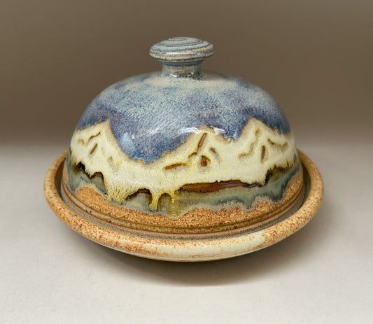 Handmade Pottery Butter Dish - Snowy White Mountain Glaze - Kitchen Accessory