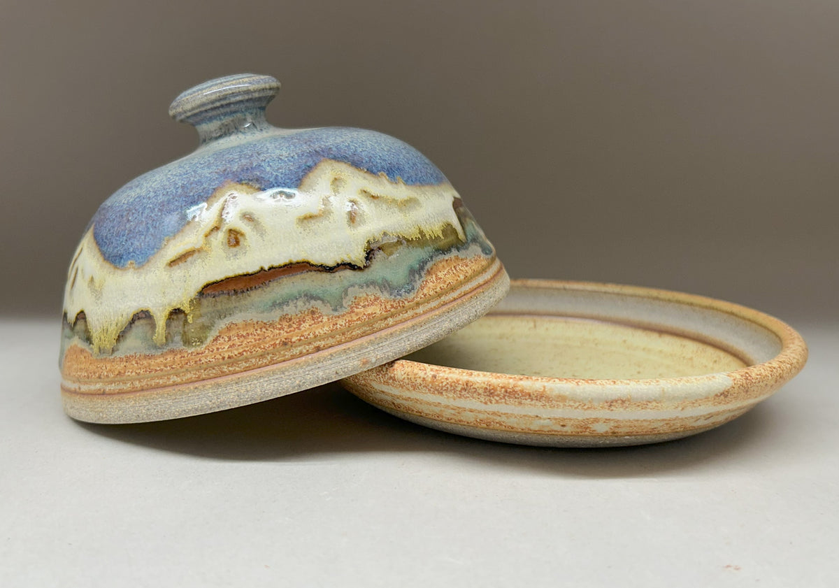 Handmade Pottery Butter Dish - Snowy White Mountain Glaze - Kitchen Accessory