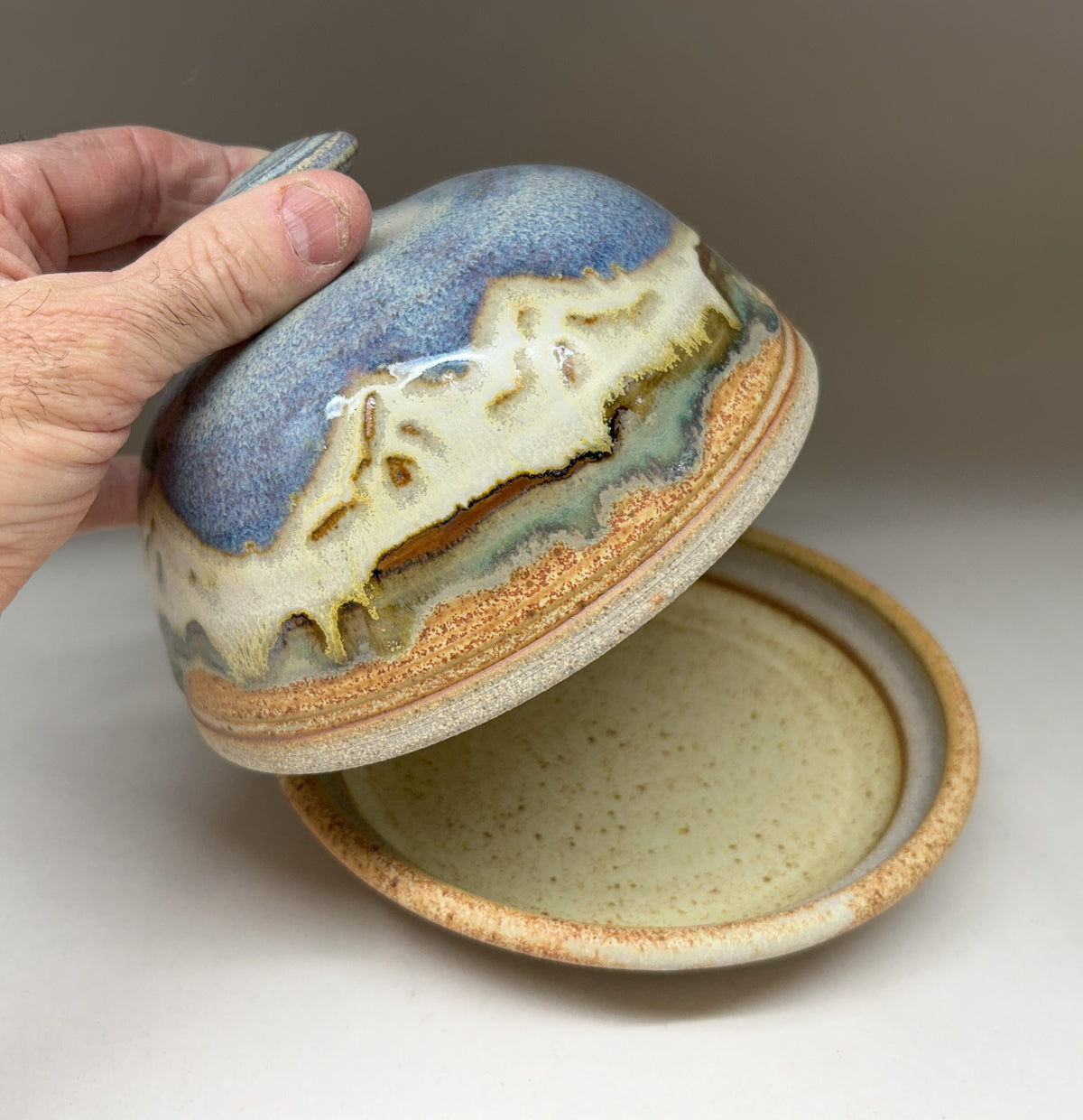 Handmade Pottery Butter Dish - Snowy White Mountain Glaze - Kitchen Accessory