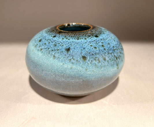 Handmade Pottery Ikebana Vase with Pin Frog