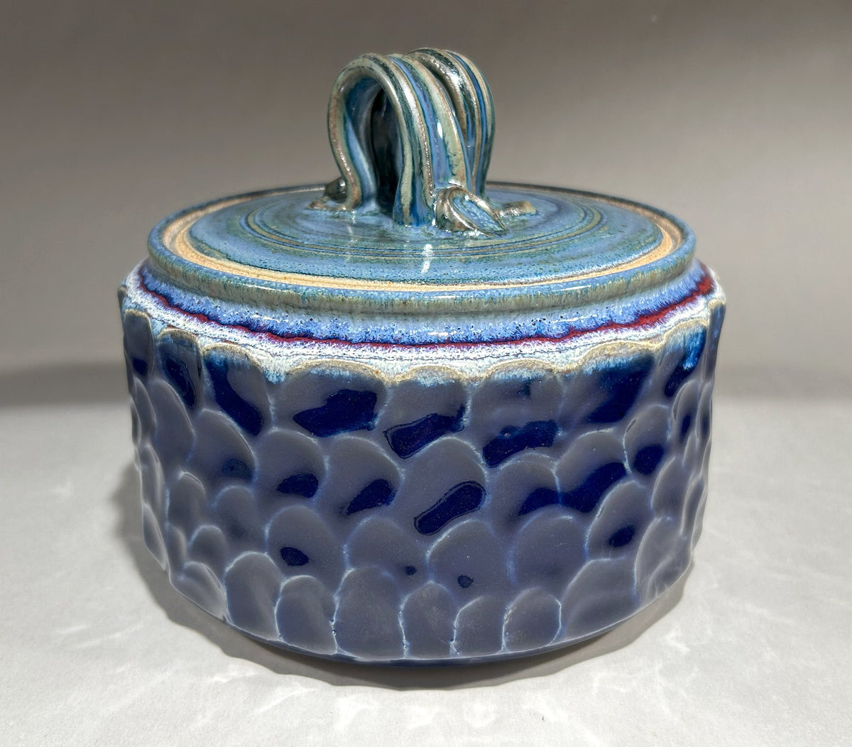 Handmade Pottery Jar with Cobalt Blue Glaze – Artisan Ceramic Storage Jar or Home Décor Accent