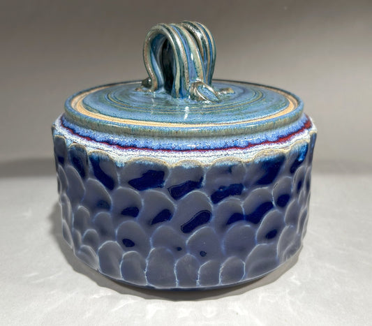 Handmade Pottery Jar with Cobalt Blue Glaze – Artisan Ceramic Storage Jar or Home Décor Accent