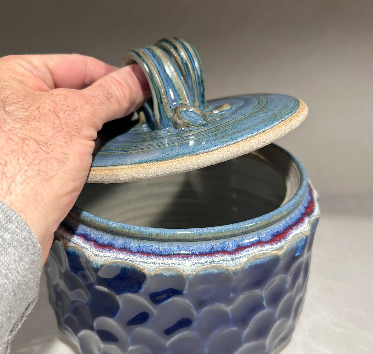 Handmade Pottery Jar with Cobalt Blue Glaze – Artisan Ceramic Storage Jar or Home Décor Accent