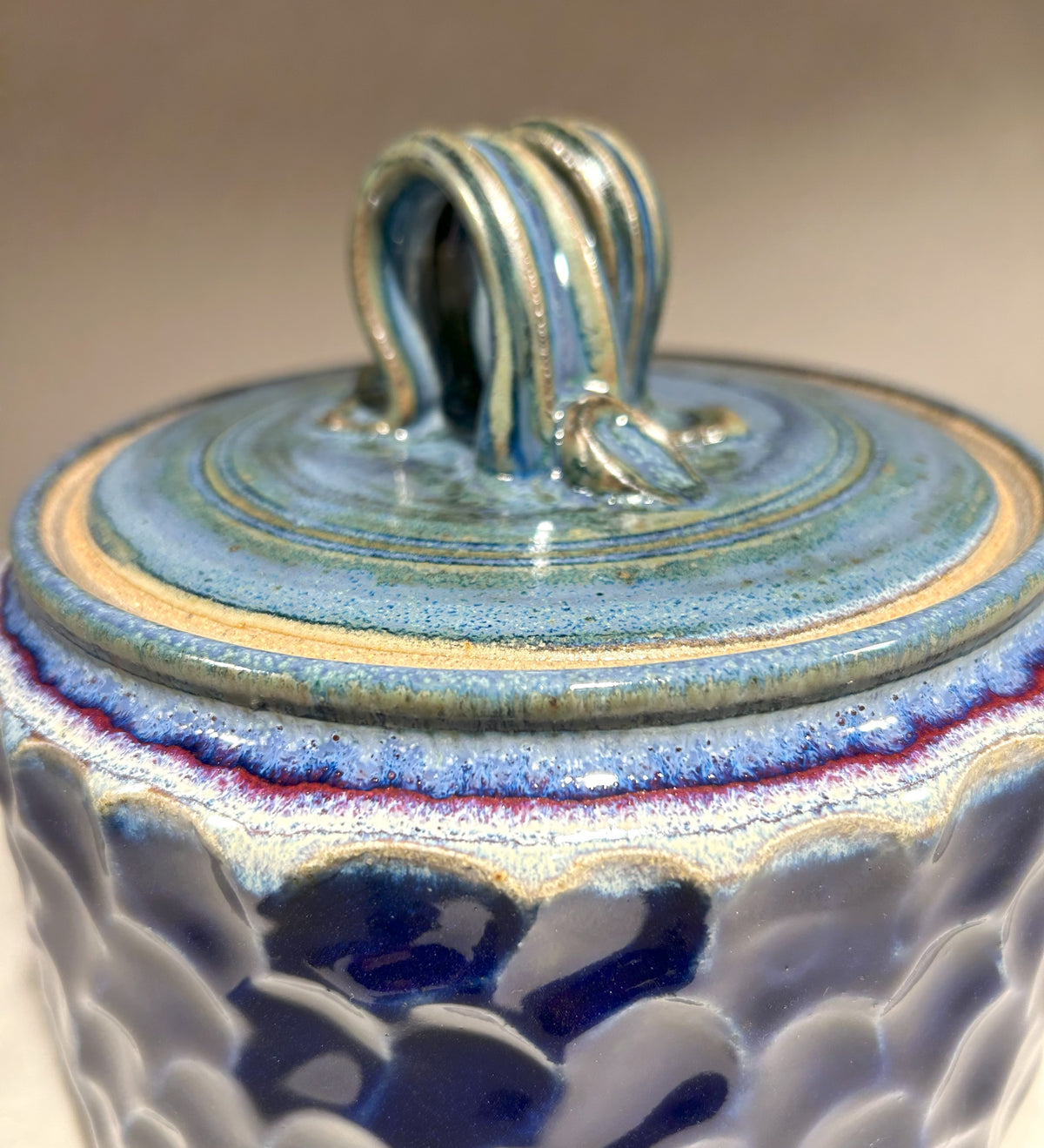 Handmade Pottery Jar with Cobalt Blue Glaze – Artisan Ceramic Storage Jar or Home Décor Accent