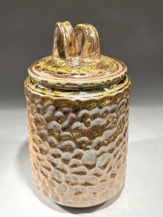Handmade Pottery Jar with Shino Glaze – Rustic Ceramic Home Décor