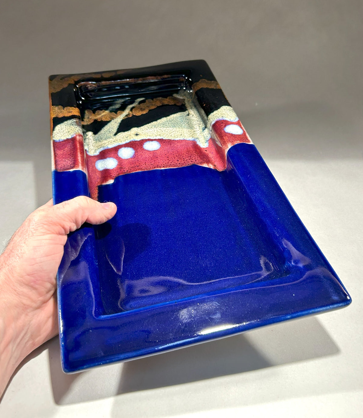 Handmade Rectangle Pottery Platter – Rustic Ceramic Serving Tray for Entertaining and Home Decor