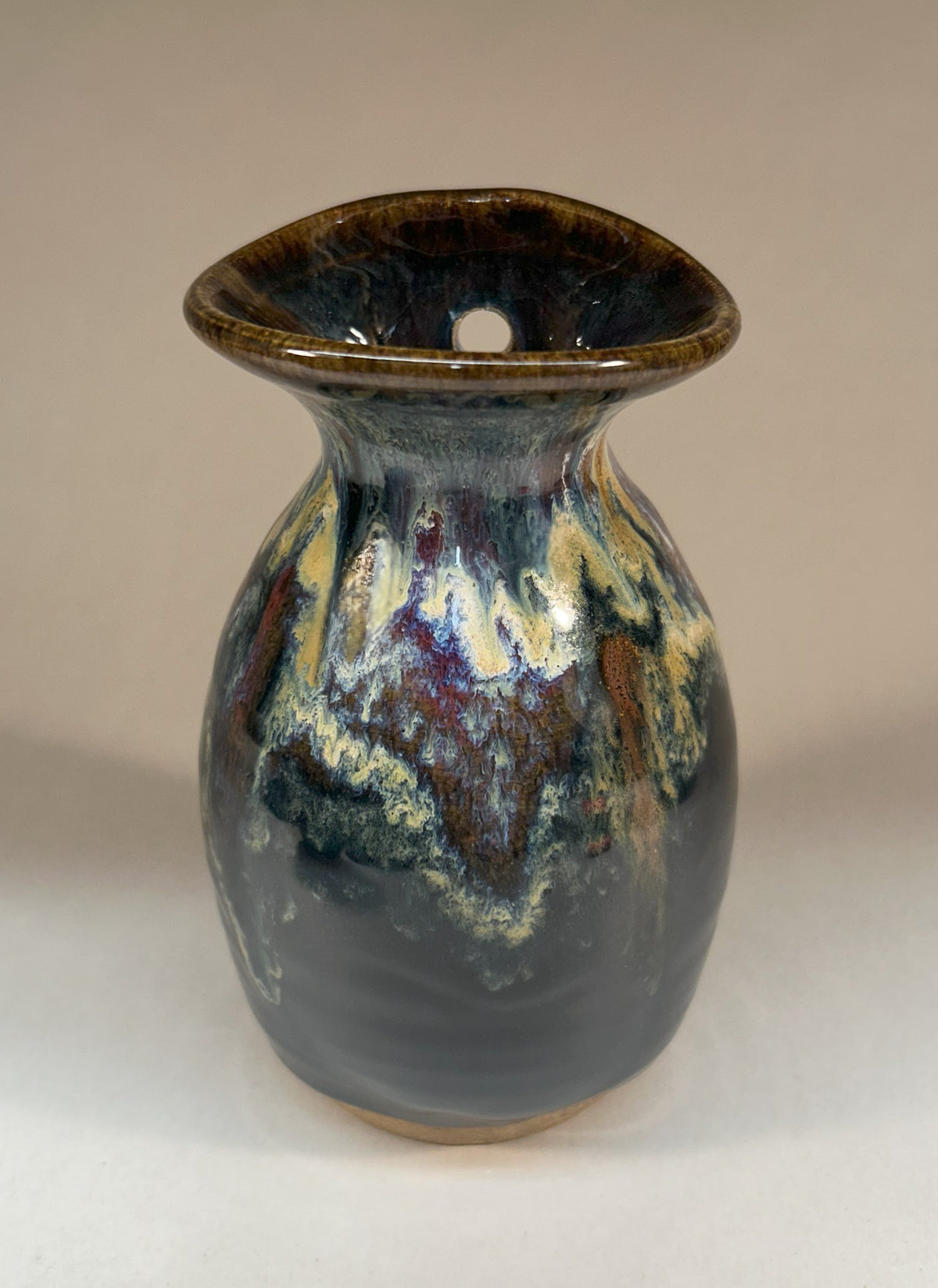 Handmade Pottery Wall Vase – Rustic Ceramic Wall-Mounted Flower Holder