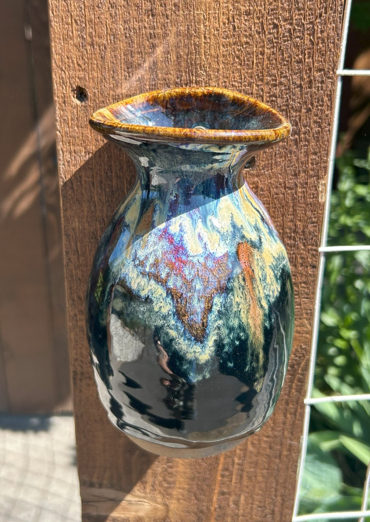 Handmade Pottery Wall Vase – Rustic Ceramic Wall-Mounted Flower Holder
