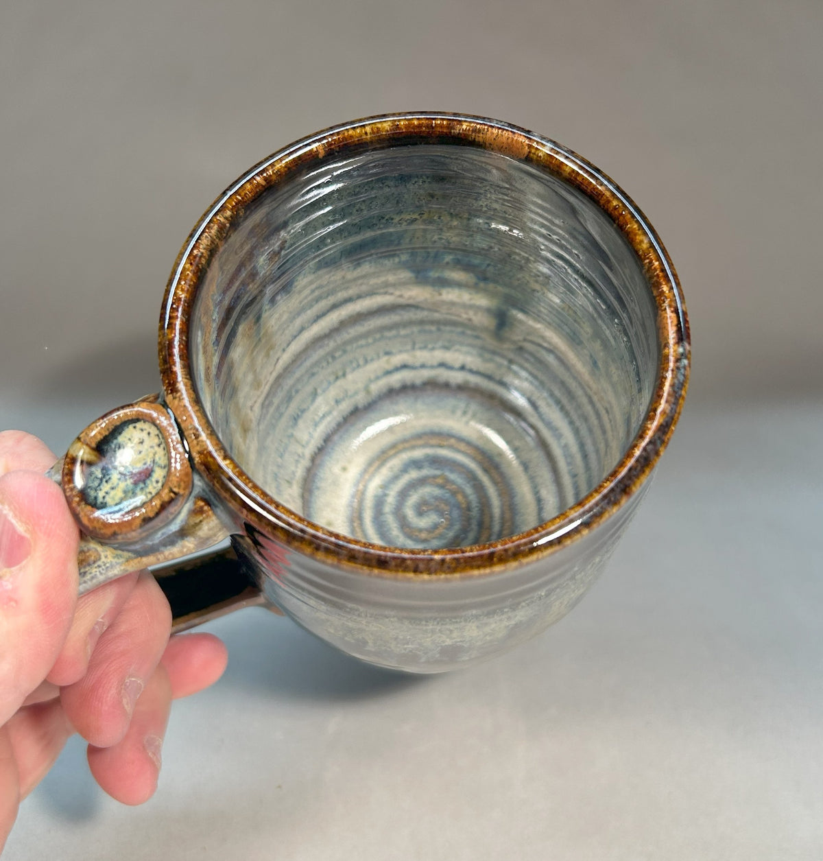 Handmade Pottery Mug with Temoku Black & Everything Glaze