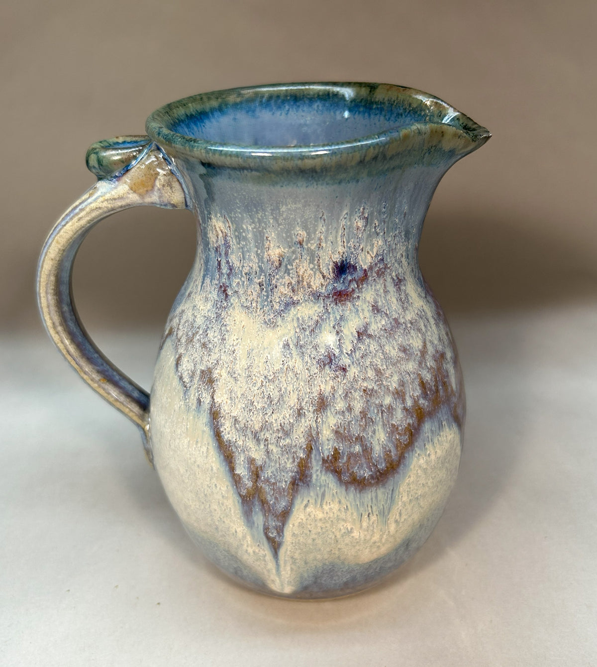 Medium Handmade Pottery Pitcher – Artisan Stoneware Pouring Vessel