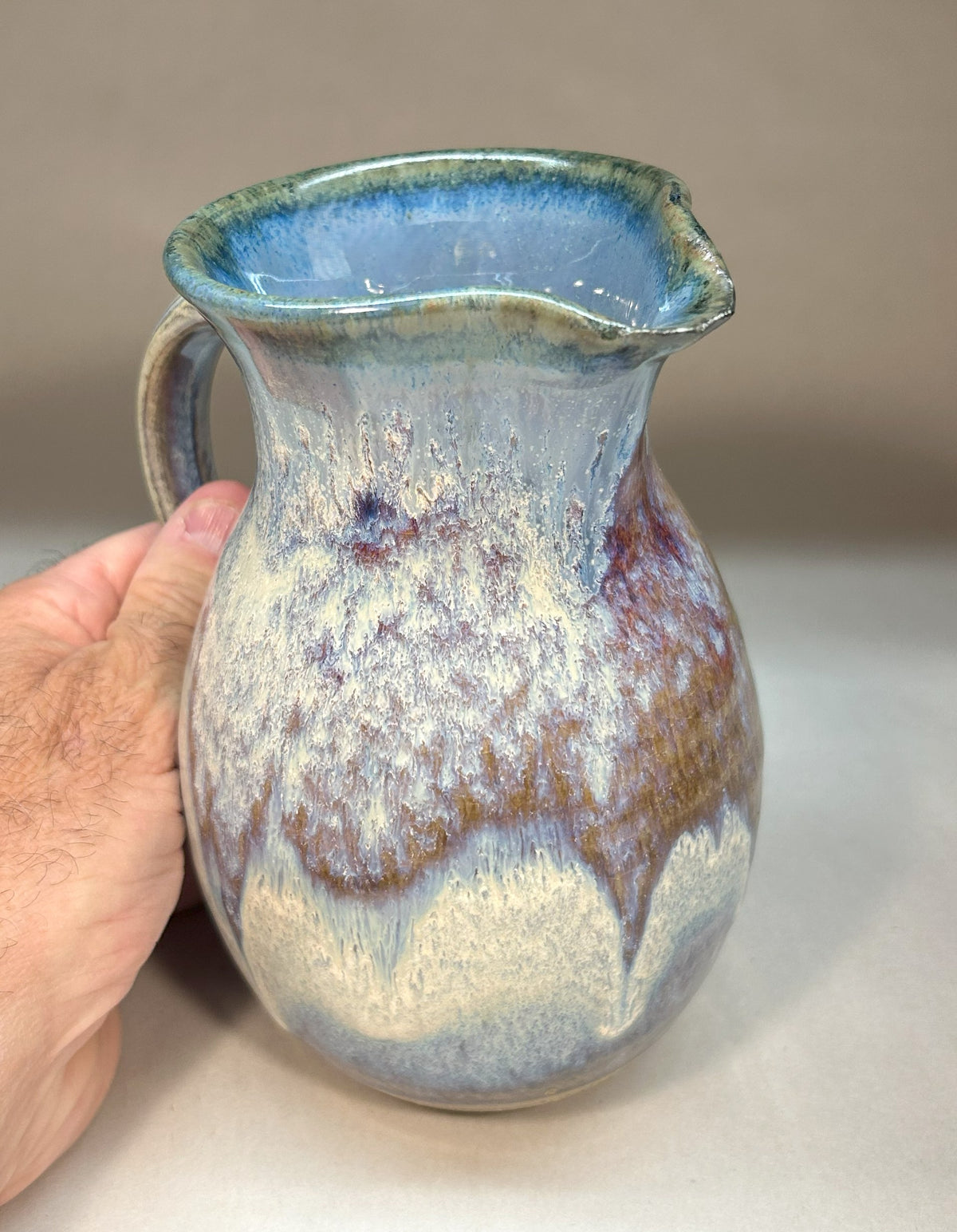 Medium Handmade Pottery Pitcher – Artisan Stoneware Pouring Vessel