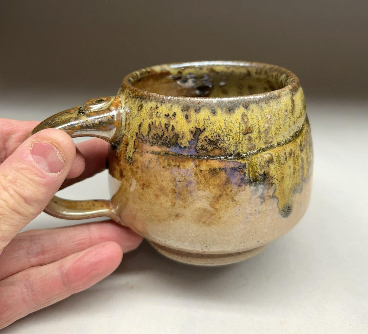 Handmade Pottery Mug - Shino & Ash Glaze