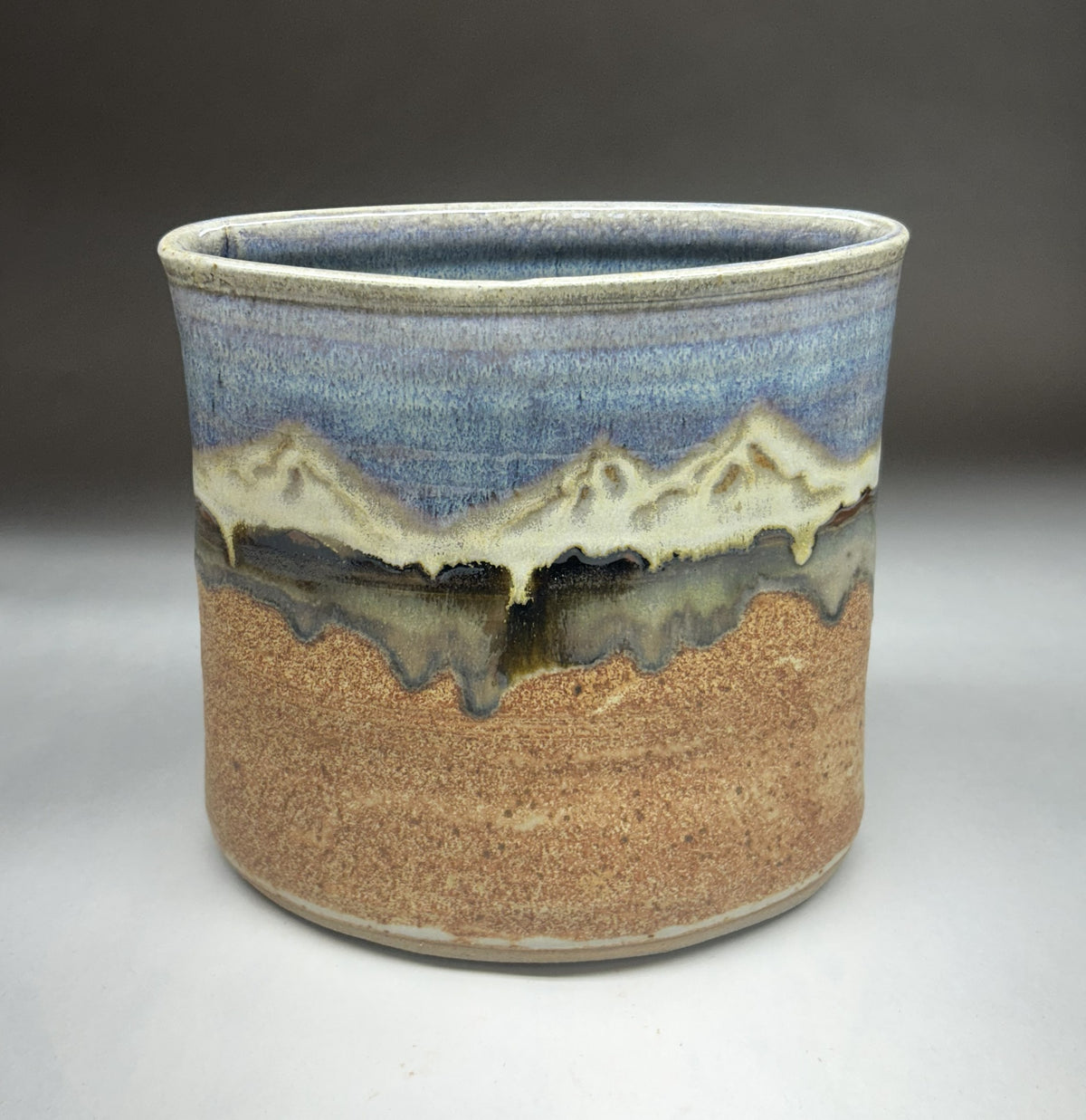 Handmade Pottery Vase with Snowy Mountain Glaze – Unique Ceramic Home Decor