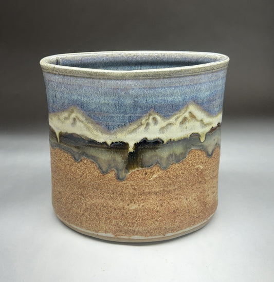 Handmade Pottery Vase with Snowy Mountain Glaze – Unique Ceramic Home Decor