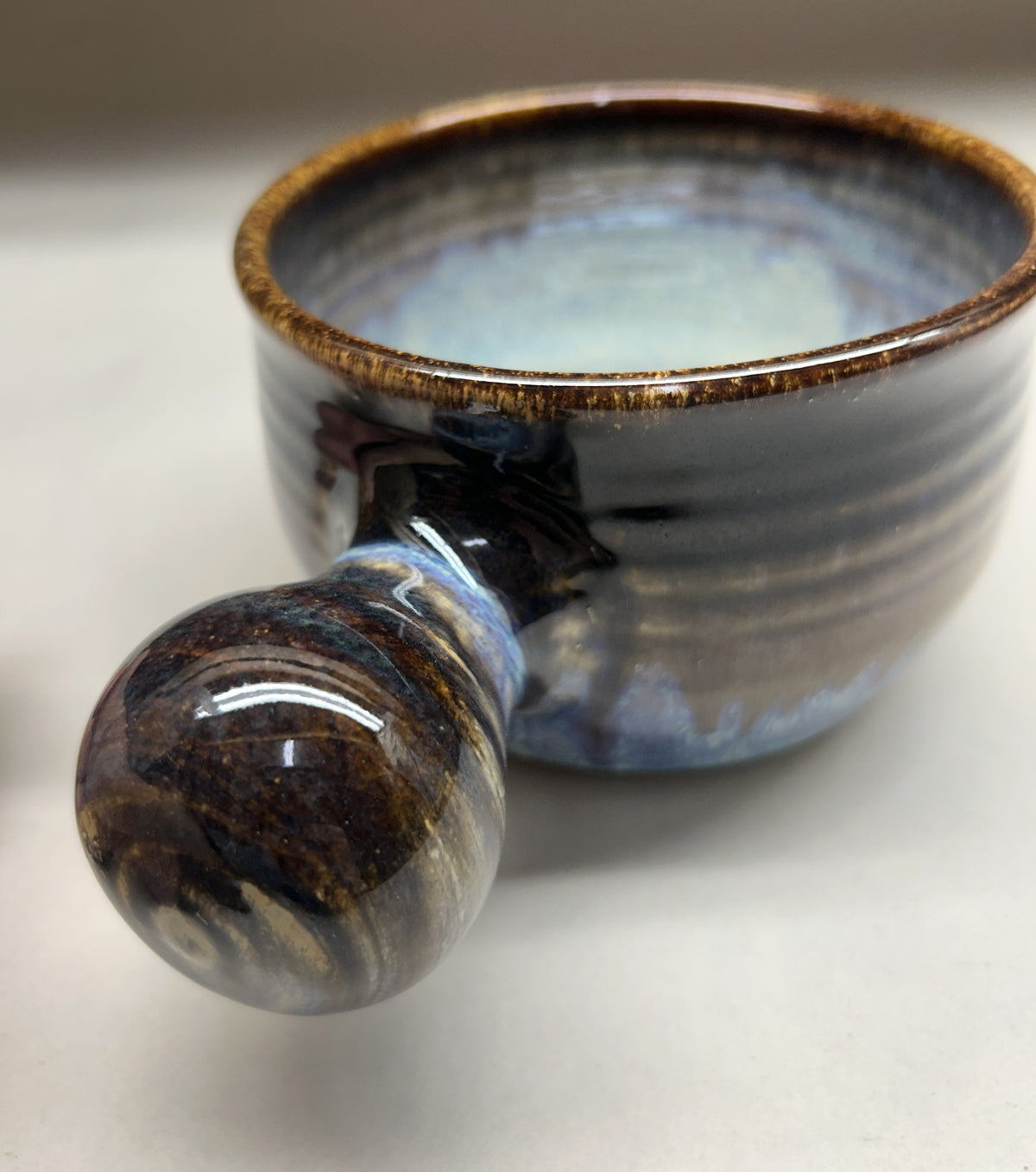 Handmade Pottery Soup Bowl with Knob Handle - Pottery Gift Idea
