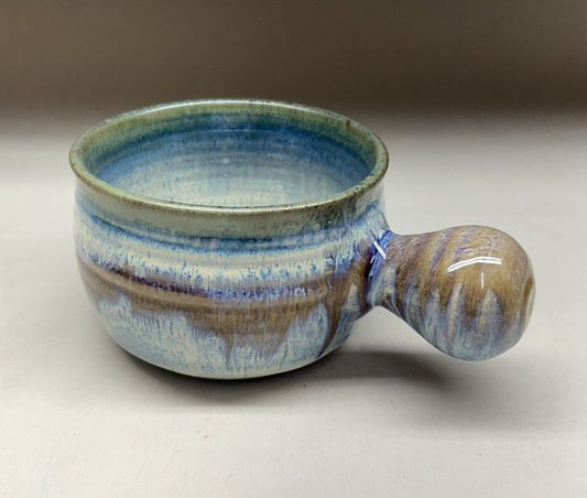 Handmade Pottery Soup Bowl with Knob Handle - Unique Pottery Gift