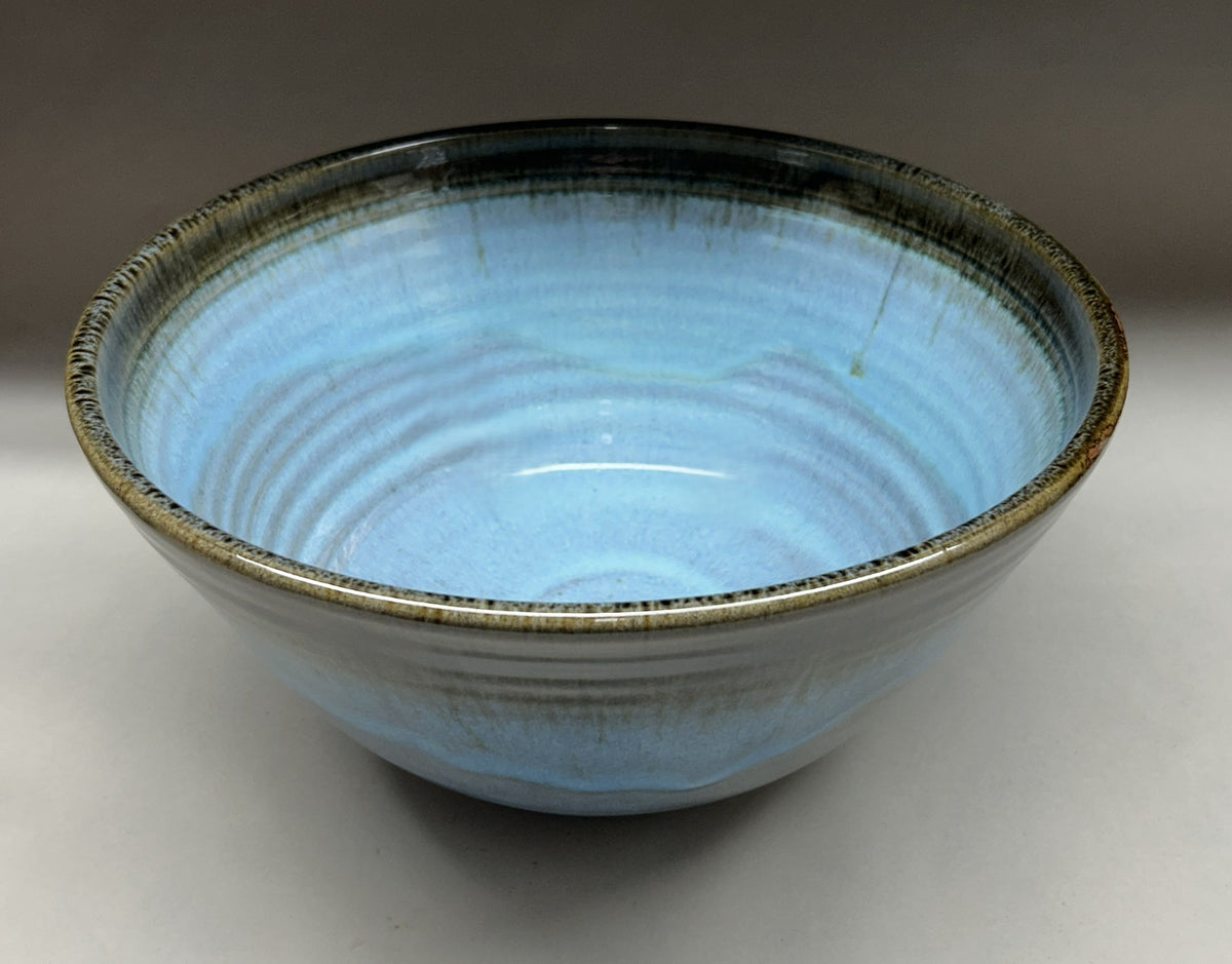 Large Handmade Pottery Mixing Bowl – Blue Green Ash Glaze, Unique Ceramic Kitchenware