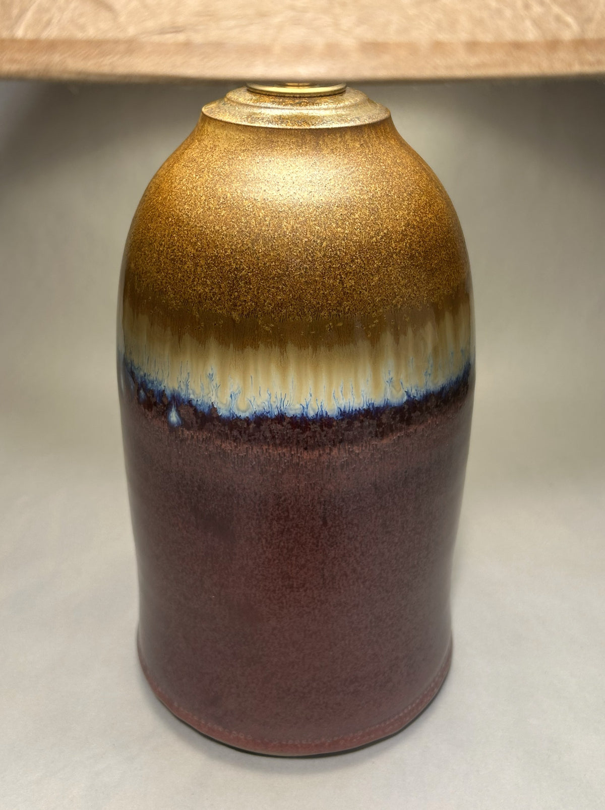 Handmade Pottery Lamp with Copper Red Glaze - Handmade Finial
