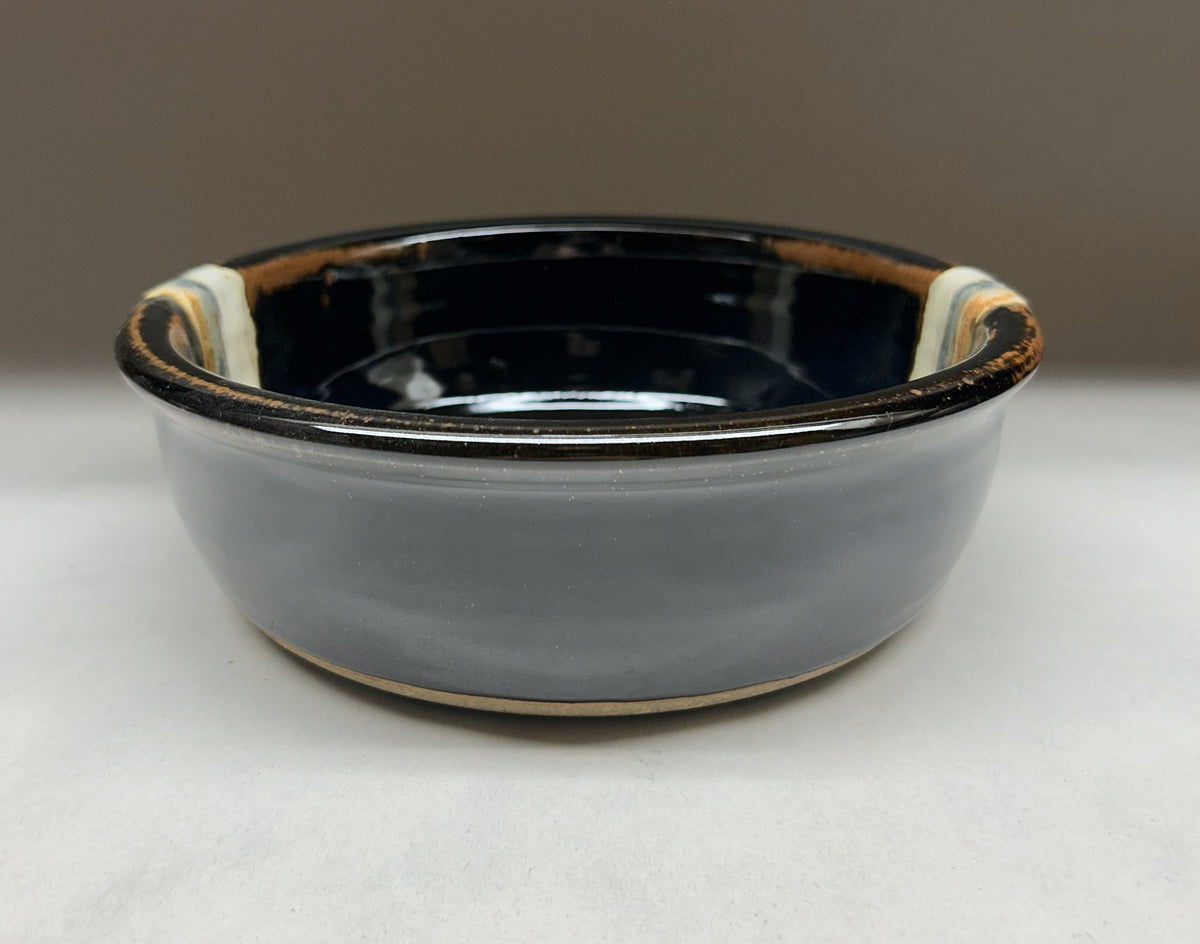 Handmade Pottery Dog Bowl with Midnight Mountain Glaze - Extra thick and heavy