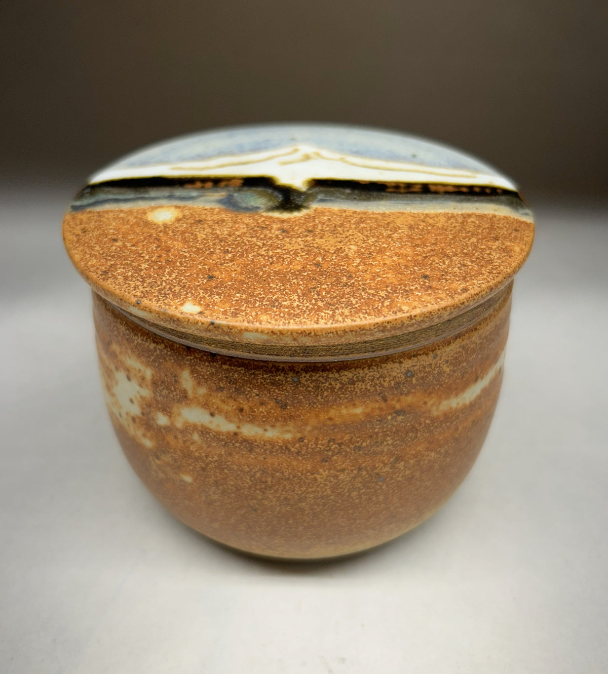 Handmade Pottery Butter Crock - Snowy Mountain Glaze