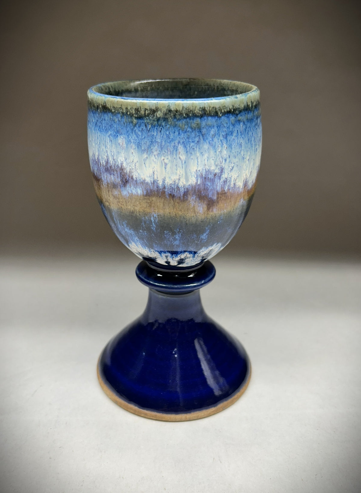 Artisan Pottery Goblet in Deep Cobalt Blue