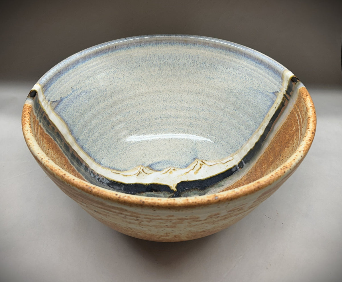 Snowy Mountain Glaze Large Pottery Mixing Bowl – Handcrafted Ceramic Kitchenware