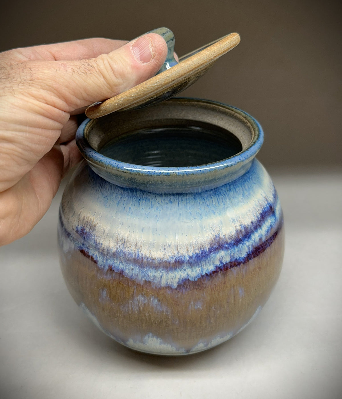Small Pottery Jar - Electric blue Glaze