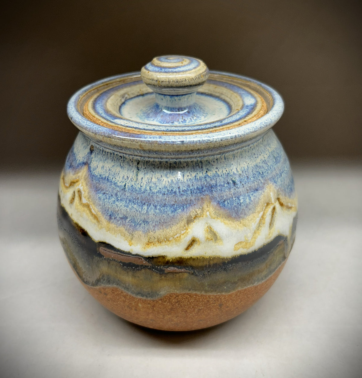 Handmade Pottery Jar - Snowy Mountain Glaze