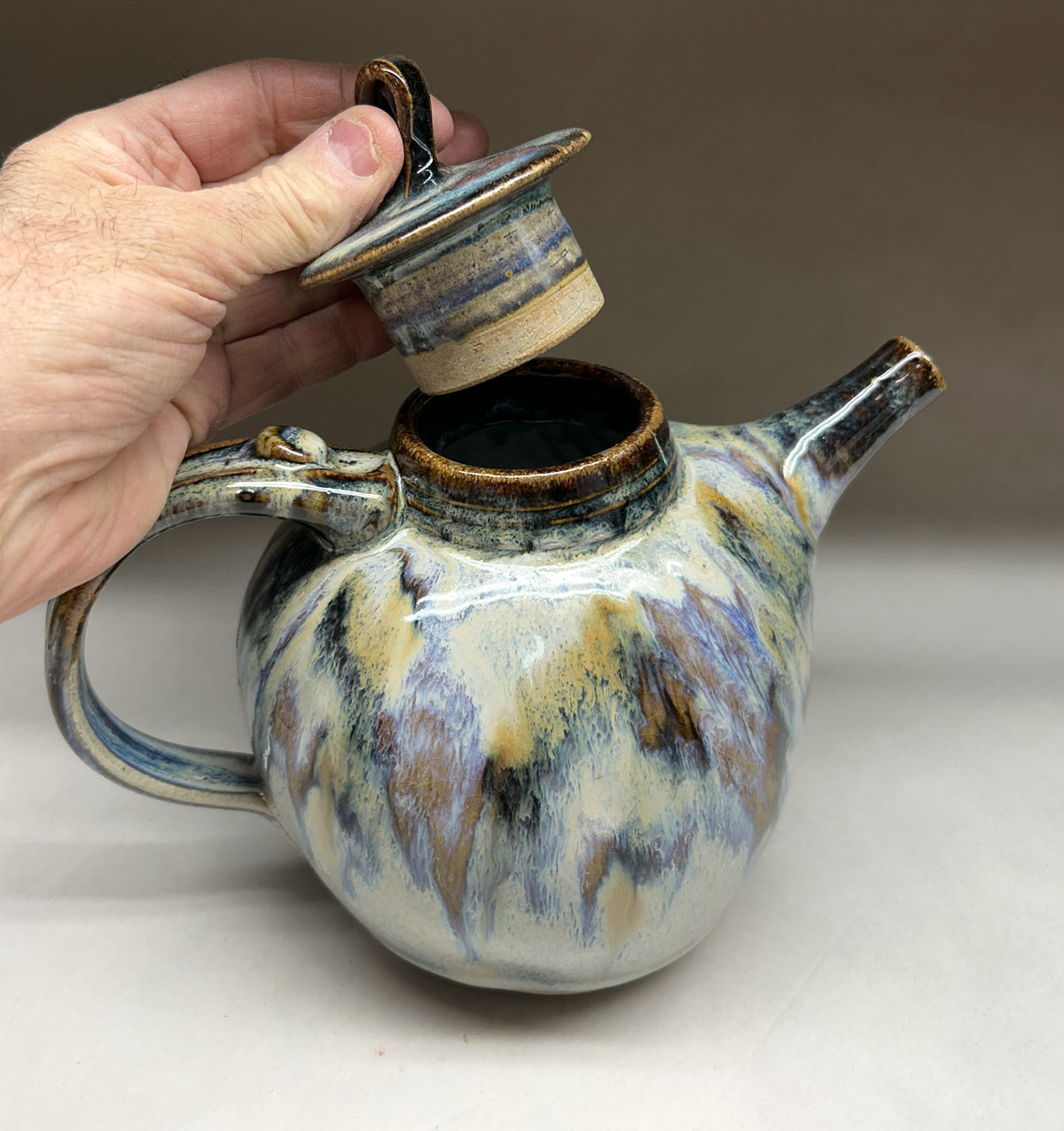 Handmade pottery teapot finished in our signature Everything glaze