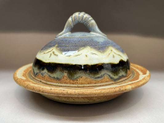 Handmade Pottery Butter Dish – Snowy Mountain Glaze