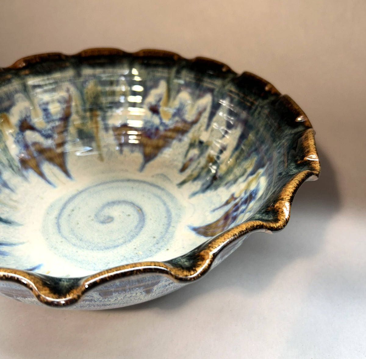 Fluted Handmade Pottery Bowl with Everything Glaze - Dishwasher safe
