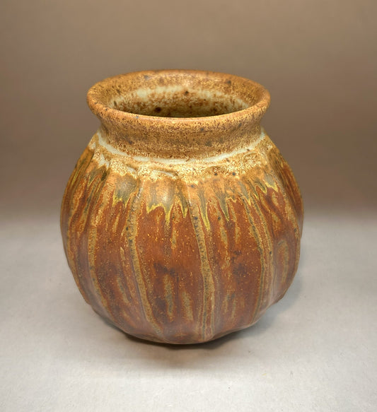 Faceted Handmade Pottery Vase - Shanner Red Glaze
