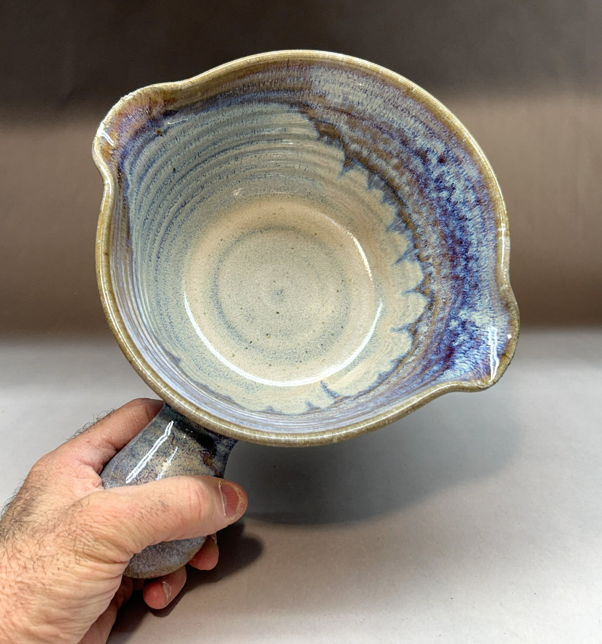 Handmade Pottery Batter Bowl with Whisk – Rustic Ceramic Mixing Bowl for Baking