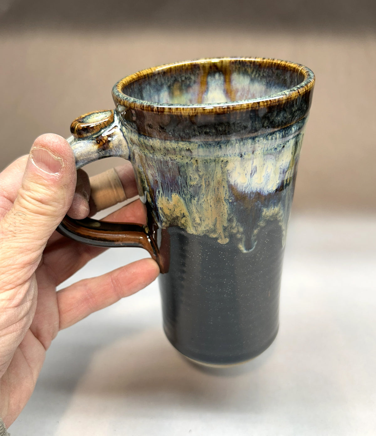 Handmade Pottery Car Mug – Cup Holder Friendly Travel Mug